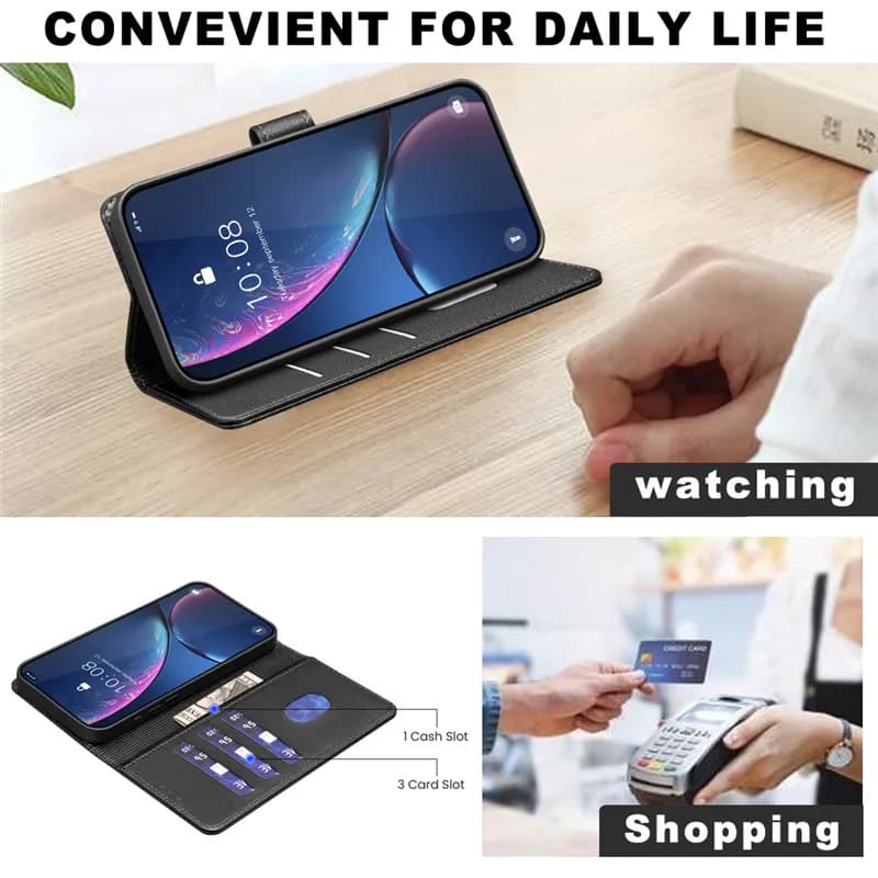 Custodia antifurto a portafoglio per OPPO A5 Pro Reno14 F Reno13 FS Reno 14F 13F 11F 5G Custodia in pelle con blocco RFID Borse protettive