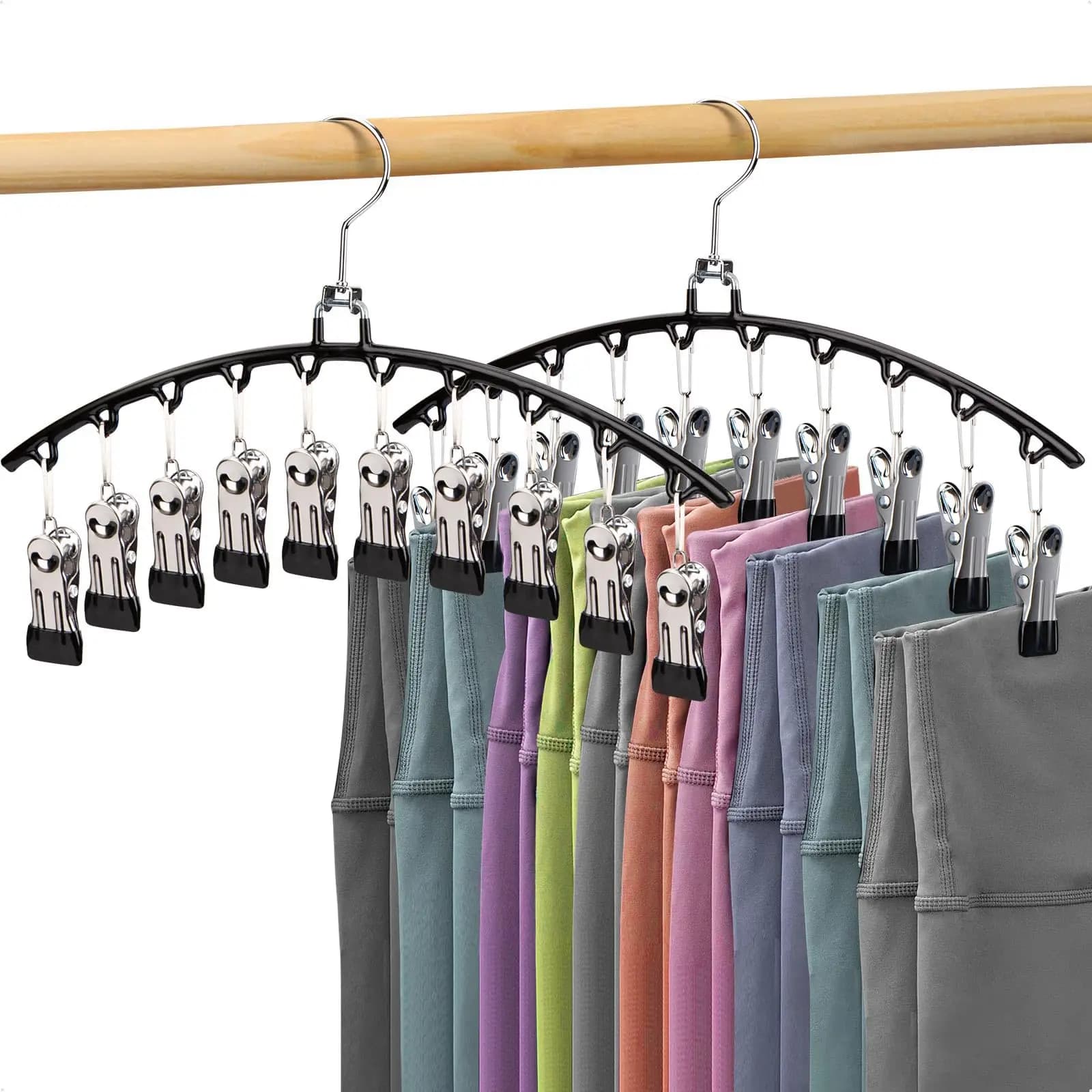 1/2/4Pc New Stainless Steel Dresses Traceless Rack Storage With 10 Clips Space Saving for Yoga Pants Organizing Wardrobe Clothes