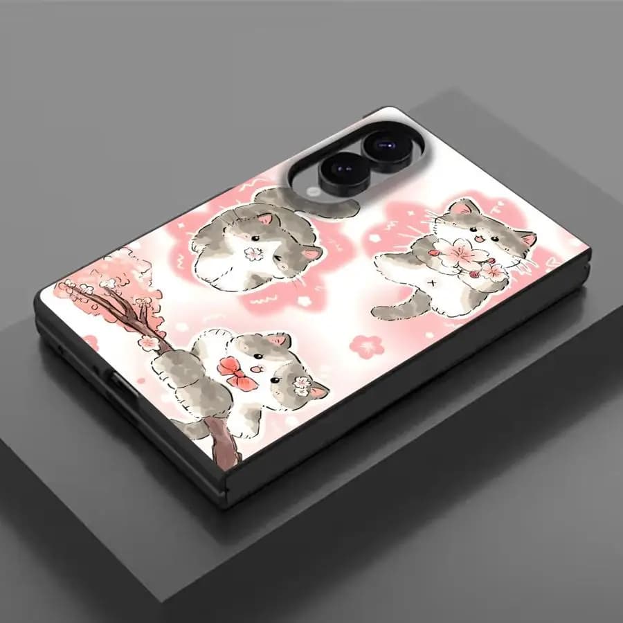 Luxury Phone Cover Case for Samsung Galaxy Z Fold 8 ZFold Wide ZFold8 Z Fold8 Wide Cat In The Tree