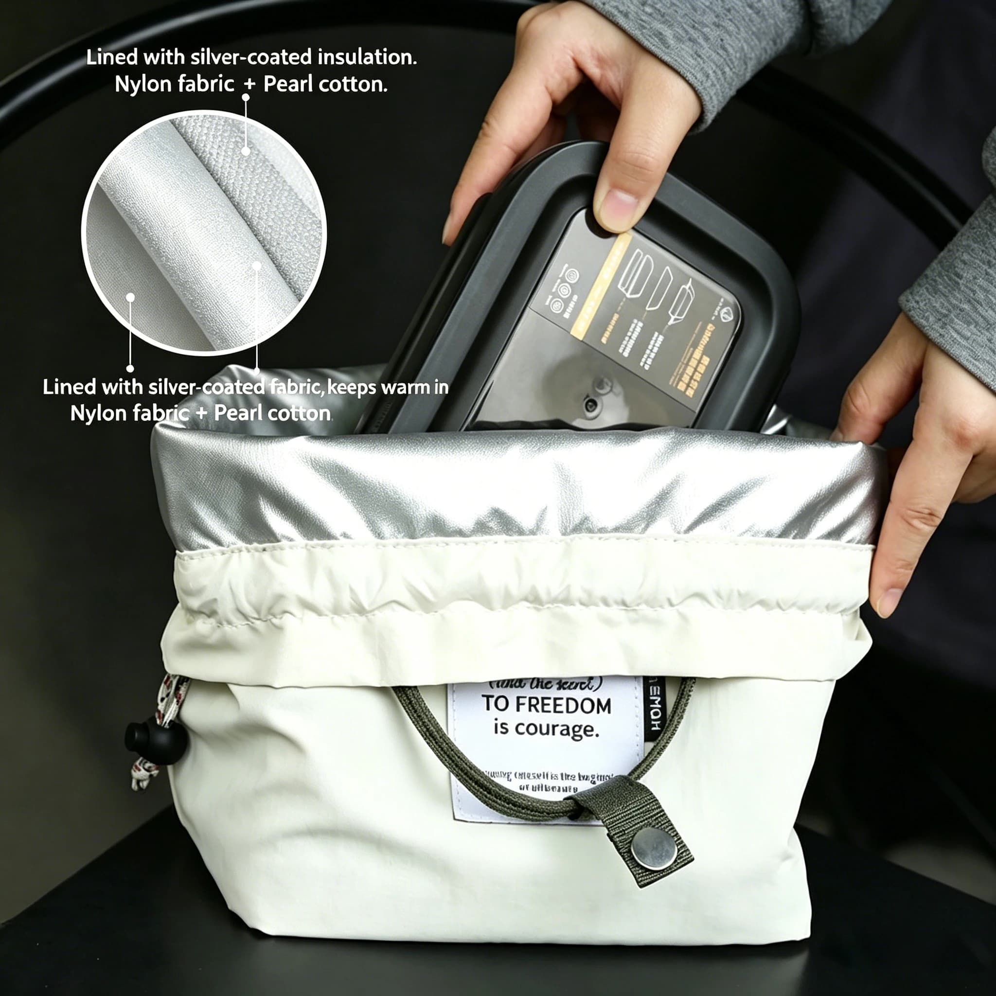 1 pz. 35×30×2.5cm Nuovo portapranzo portatile, borsa per il pranzo, contenitore termico per studenti, grande capacità per impiegati e gioiellieri