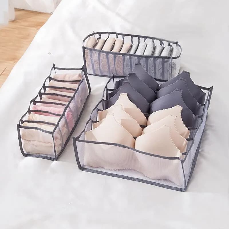 Foldable sock organizer for underwear at 6/7/11 compartments with Mini Organizer dividers for clothes
