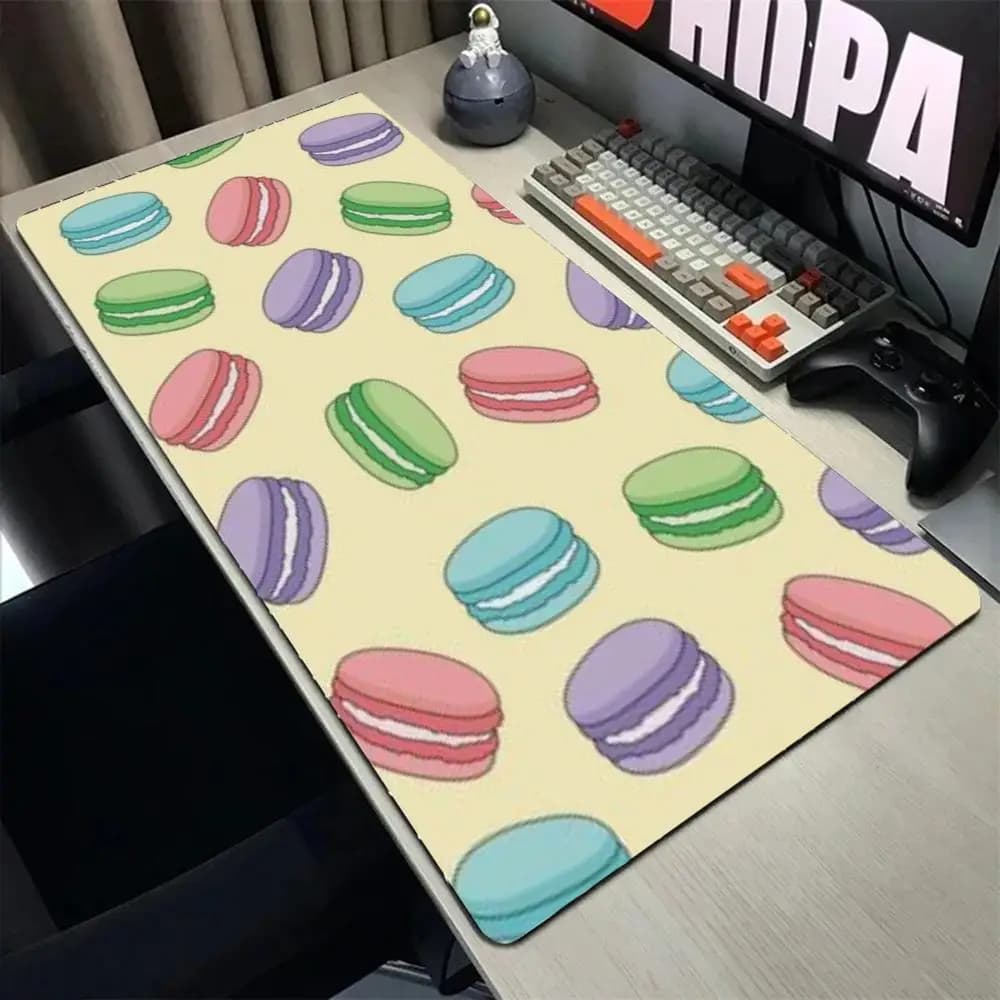 Tappetino per mouse con motivo Macaron, tappetino per mouse grande da gioco, tappetino per tastiera e scrivania per computer con bordi rinforzati