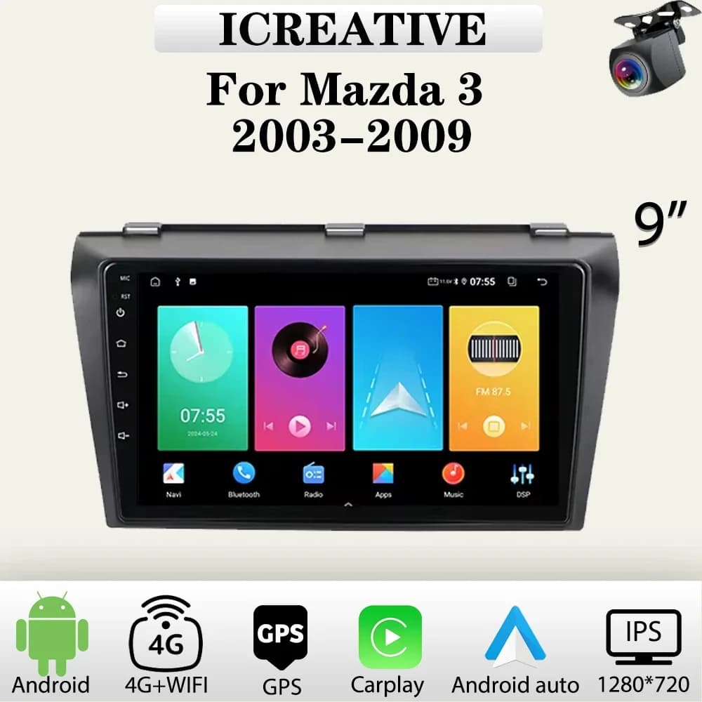 Car Radio Android for Mazda 3 2003-2009 Multimedia Carplay Wireless Player 2Din Car Stereo Autoradio Head Unit Navigation GPS