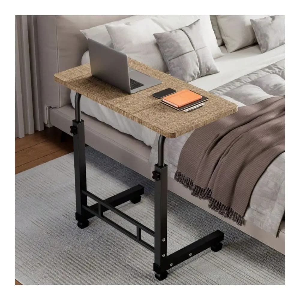 Scrivania per Laptop Regolabile in Altezza con Ruote, Tavolino da Letto e Divano per Dormitorio e Uso Domestico