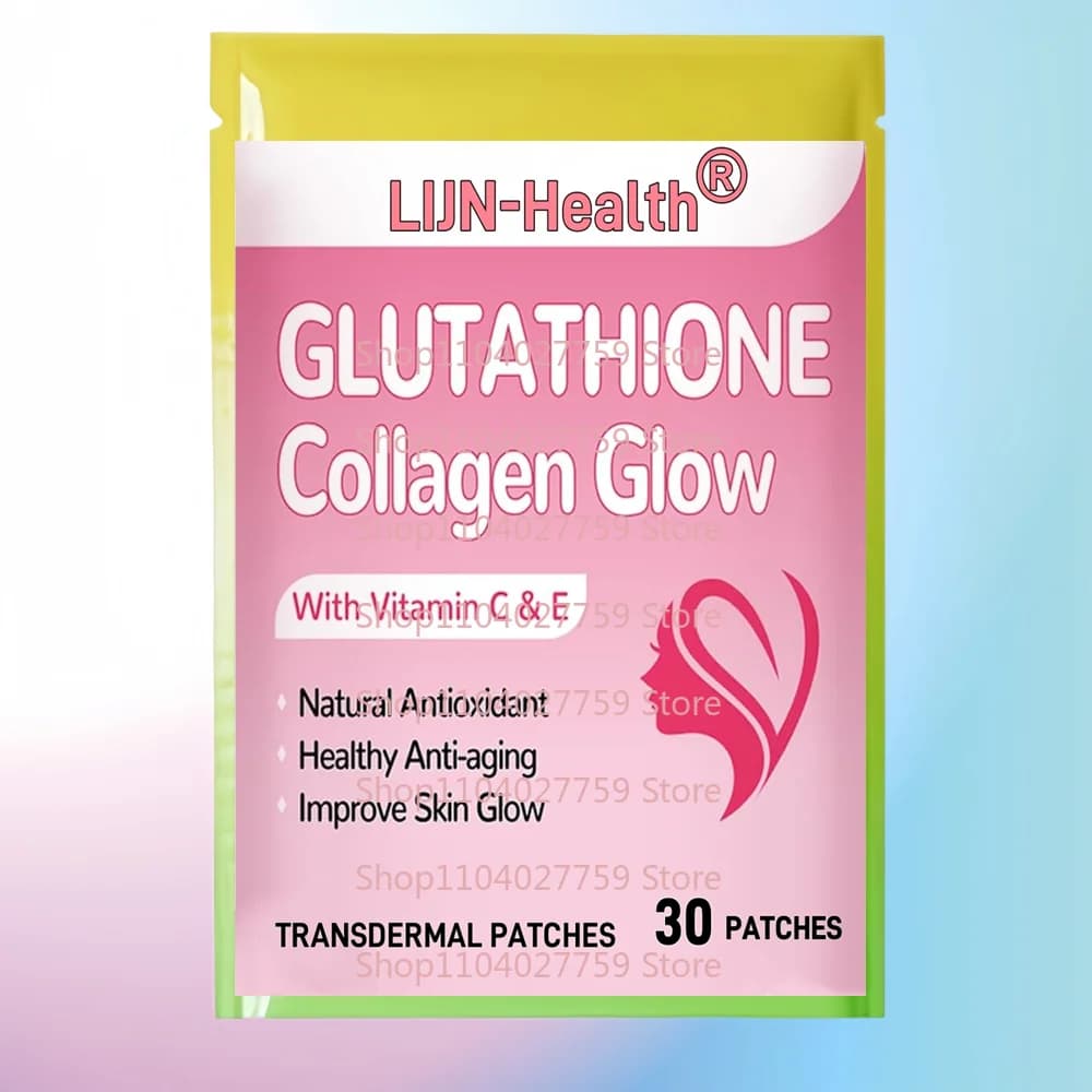 30 Cerotti Transdermici al Glutatione e Collagene con Vitamina C ed E per Donne, Cura della Pelle, Anti-Invecchiamento