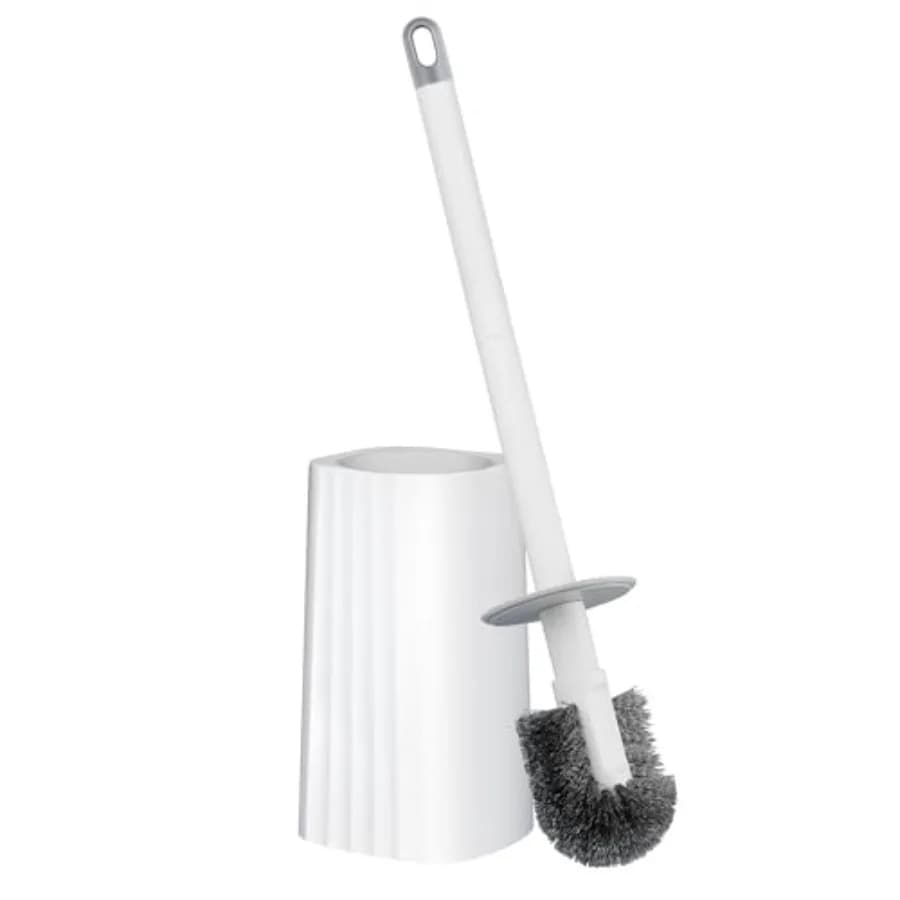 Toilet Brush and Holder Set, Lightweight Plastic Handle, Space Saving for Storage, Deep Cleaning, Drip-Proof, Easy to Assemble,