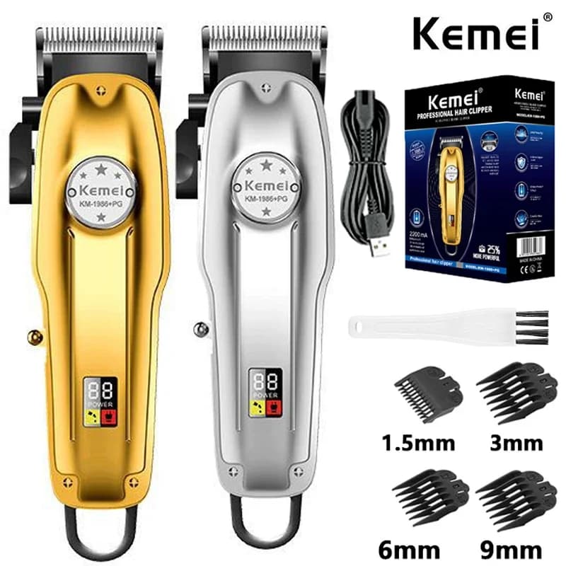 Kemei KM1986 Professional Haircut Cordless Man Size Electric USB Charging LCD Display Barbiere Haircutting Machine