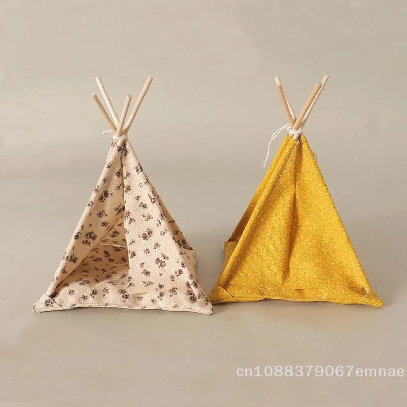 [ZYAS] Set di 1 tenda da campeggio in miniatura fatta a mano con motivo a pois floreali, decorazione per scena di casa delle bambole in scala 1/12