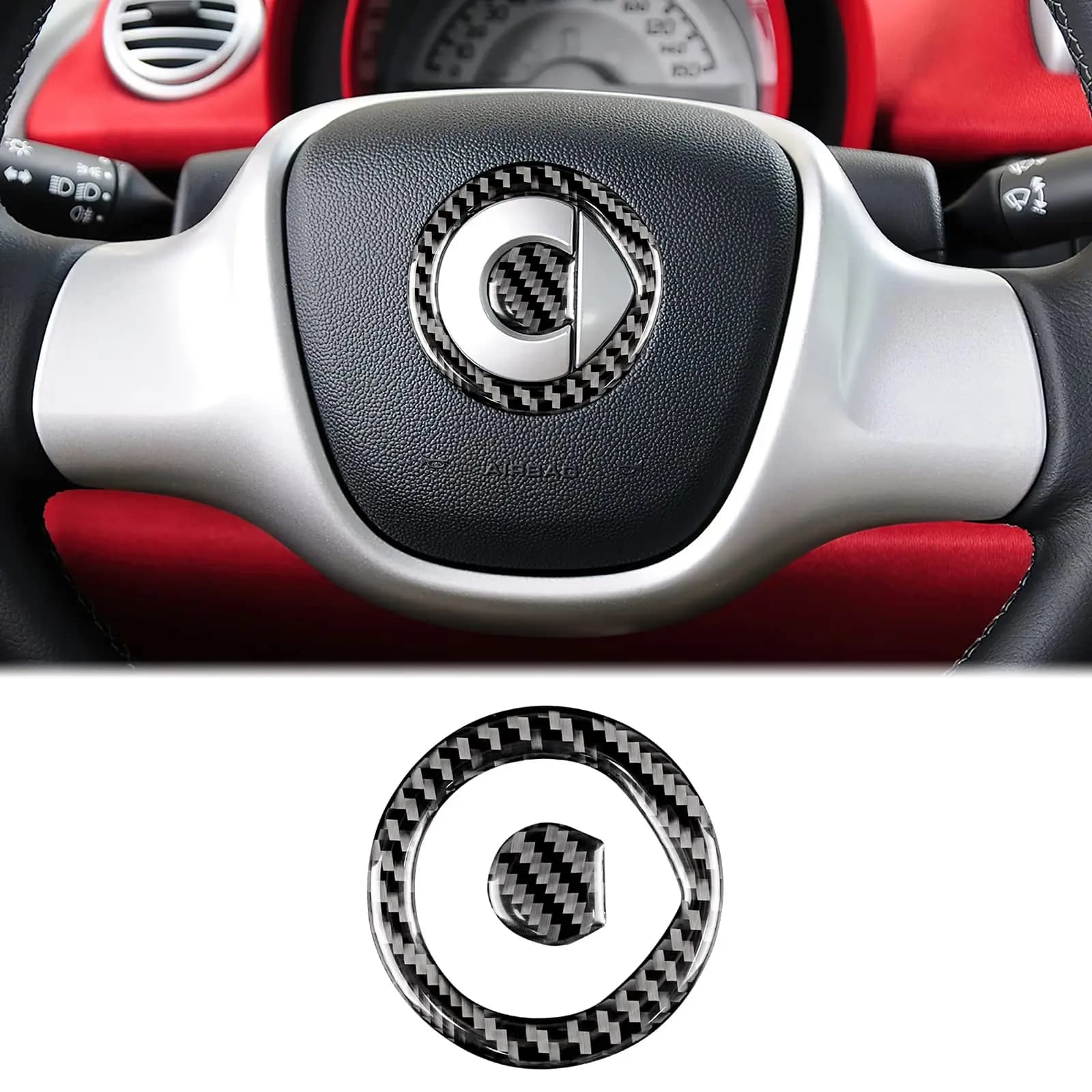 Carbon Fiber Cover Wall decal for Mercedes Benz Smart 451 Fortwo 2008-2015 Premium scratch-resistant Center Mark Trim