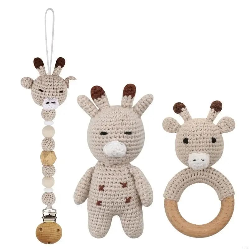 A5YC Set catenelle per ciuccio neutro compreso porta clip per ciuccio Anelli per massaggiagengive per neonati Regalo per per
