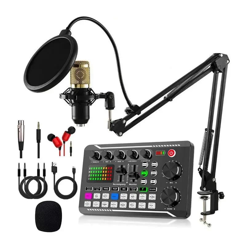 Scheda audio A46M-F998 e kit microfono BM800, mixer audio, console di missaggio audio, amplificatore per canto, PC, telefono