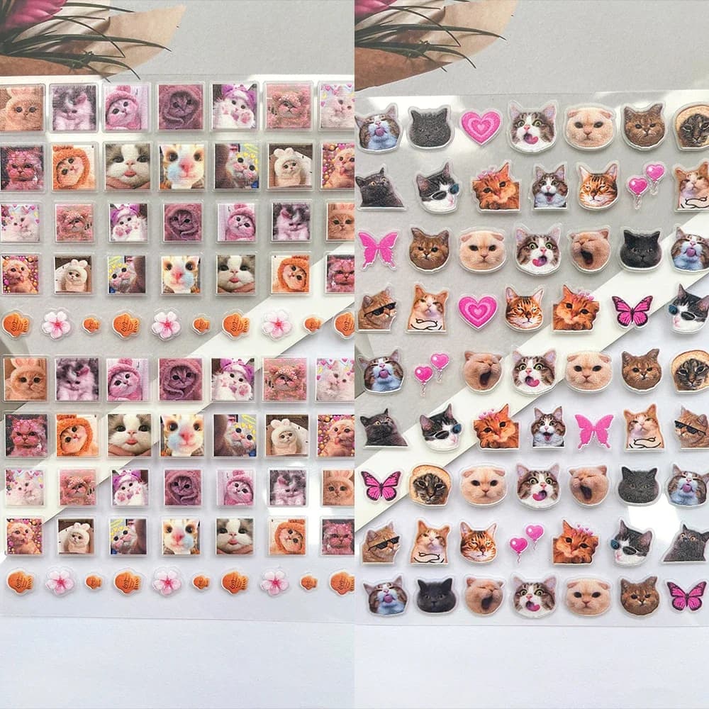 Mini Adesivi PVC Divertenti a Forma di Gatto per Bagagli, Nail Art, Cartoni Animati, Carini, per Cancelleria, Chitarra, Telefono, Laptop, Graffiti