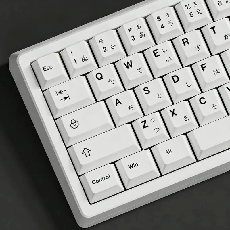 Set di 125 Tasti PBT Bianco e Nero, Keycaps Giapponesi Profilo Cherry, Accessori per Tastiera Meccanica da Gaming, Barra Shift e Spaziatore 1.75U 2U