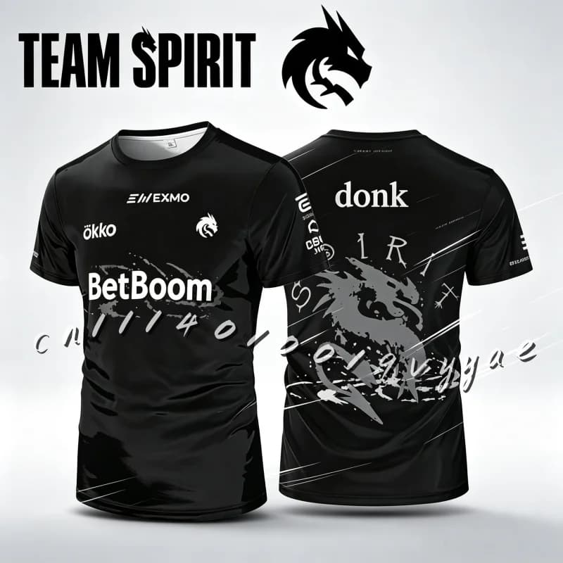 2026 Team Spirit Donk Magixx Jersey Cs2 Esports Club Player Training Uniform Unisex Short-sleeved Crew Neck Family Kids T-shirt