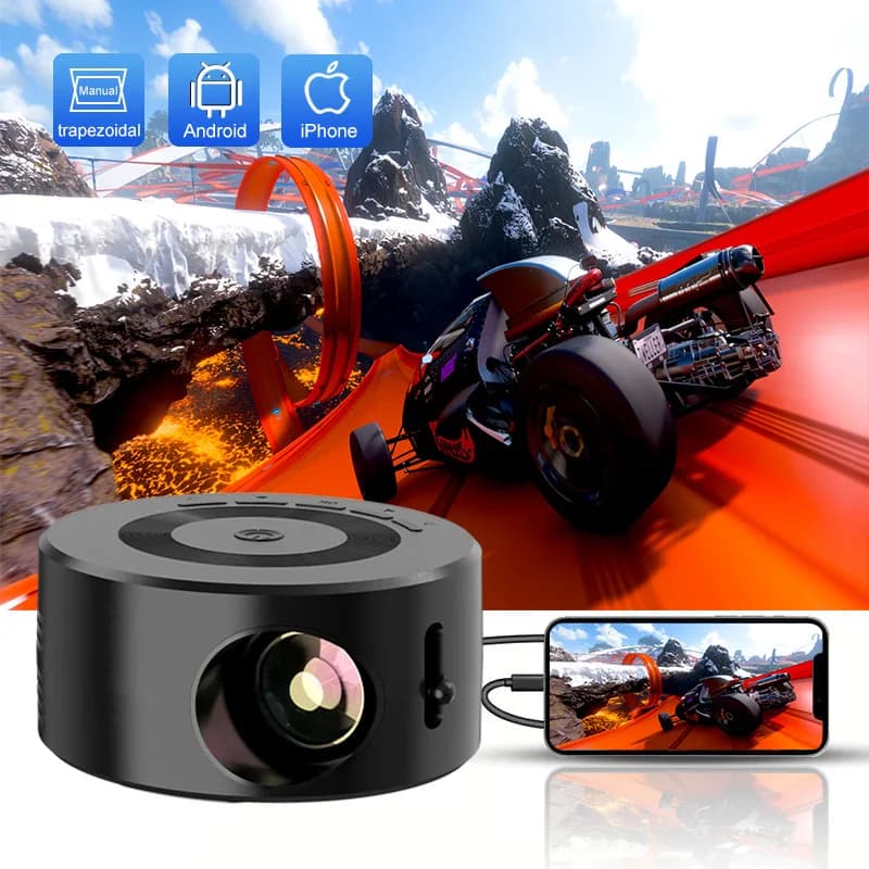 Proiettore YT200 1080P Portatile LED, Mini Proiettore LCD per Home Theater, Regalo per Bambini, Proiezione Wireless dello Schermo del Telefono