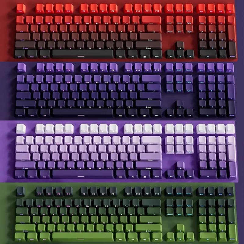 Transparent Pbt Covers with sublimation of the shaded dye with laterally engraved opacity for mechanical keyboard, custom fit of six colors