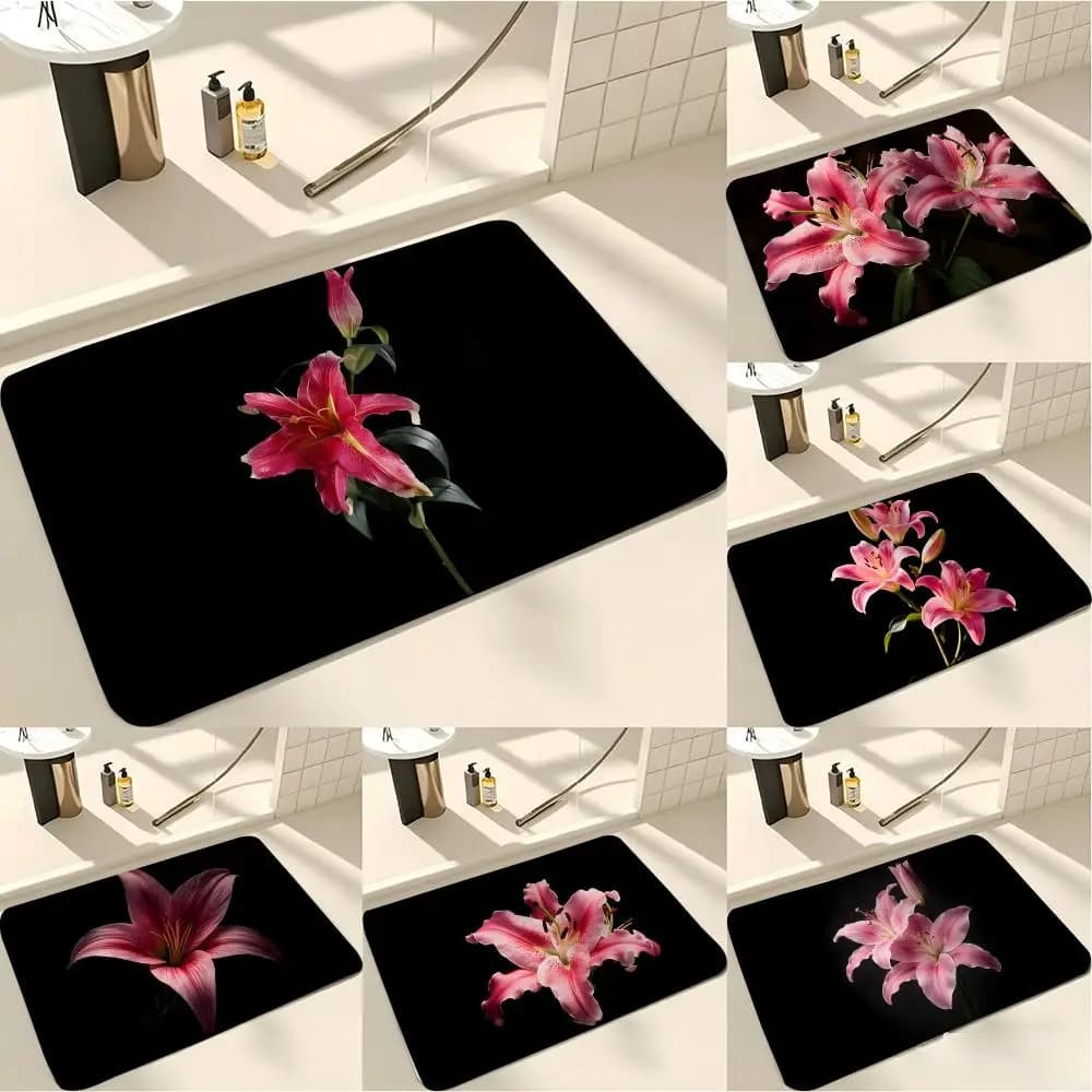 Tappetino Premium Comfort W-Whitee lily, Tappetino Assorbente Antiscivolo per Ingresso, Bagno e Toilette