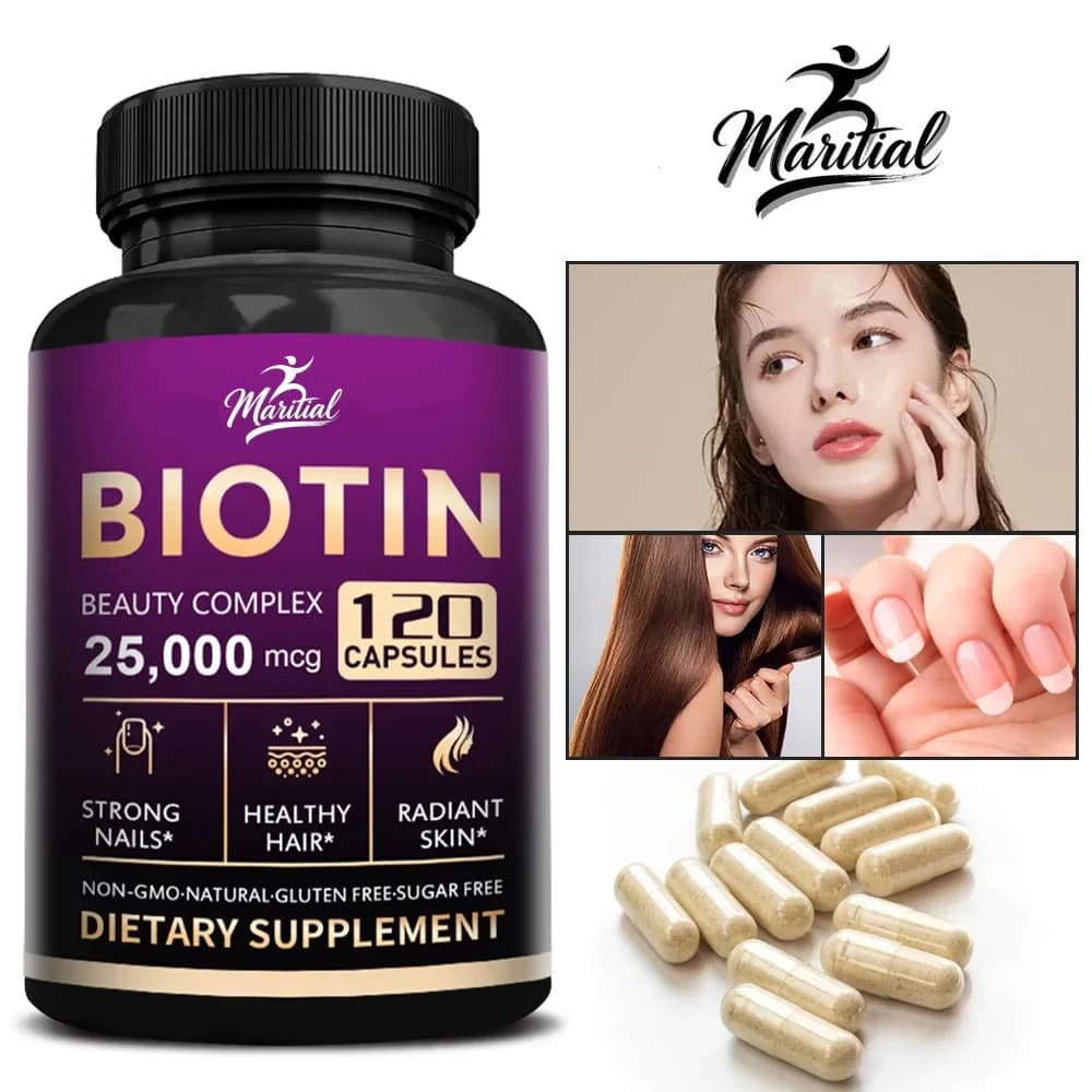 Vitamins with Biotin, Pantothenic Acid and Folic Acid, Hair Growth Supplement for Men and Women - B1 B2 B3 B6 B12 - Healthy Nails and Skin