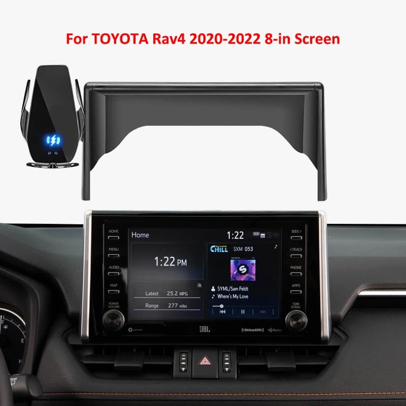 Supporto per telefono cellulare per auto per Toyota Rav4 Staffa di navigazione per fissaggio schermo da 8 pollici Supporto per cellulare per navigazione con ricarica wireless