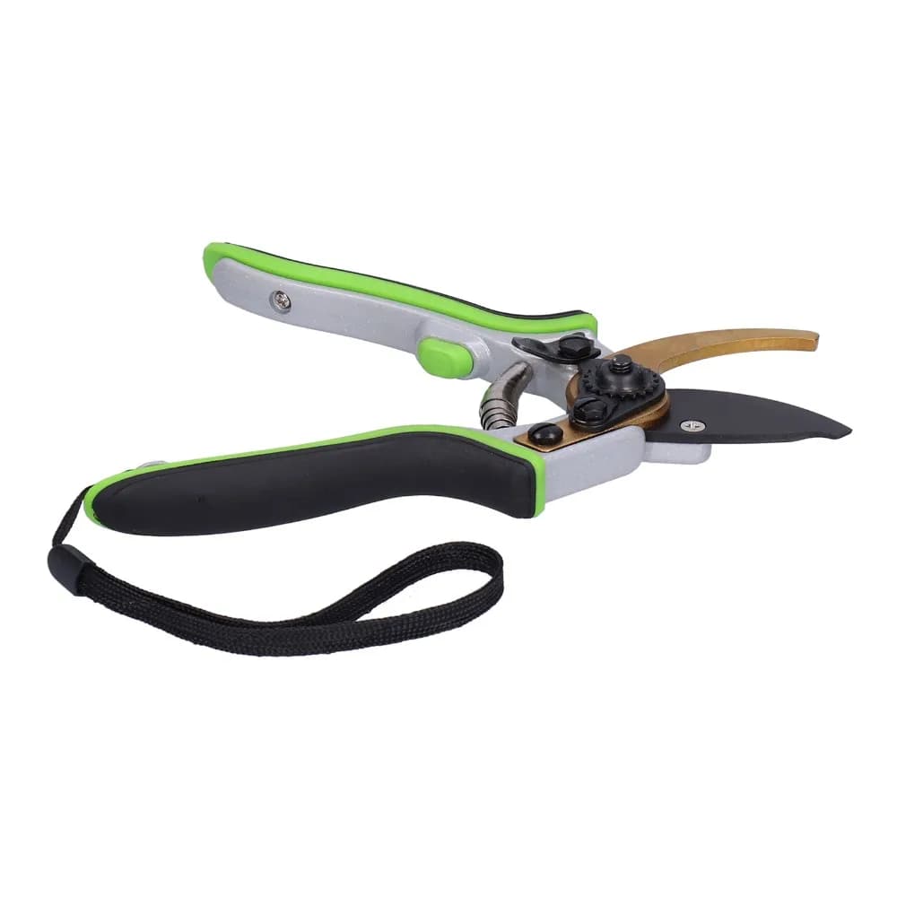 Professional Green Pruning Shears Metal Laborsaving Design Garden Scissors Nonslip Tooth Grooves Bypass Style Branch Cutter