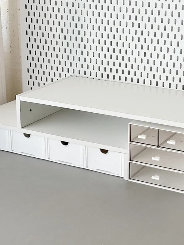 Desk Monitor Support with Drawer, Computer Storage Box, Notebook Display, Desk Organizer for Home and Dormitory