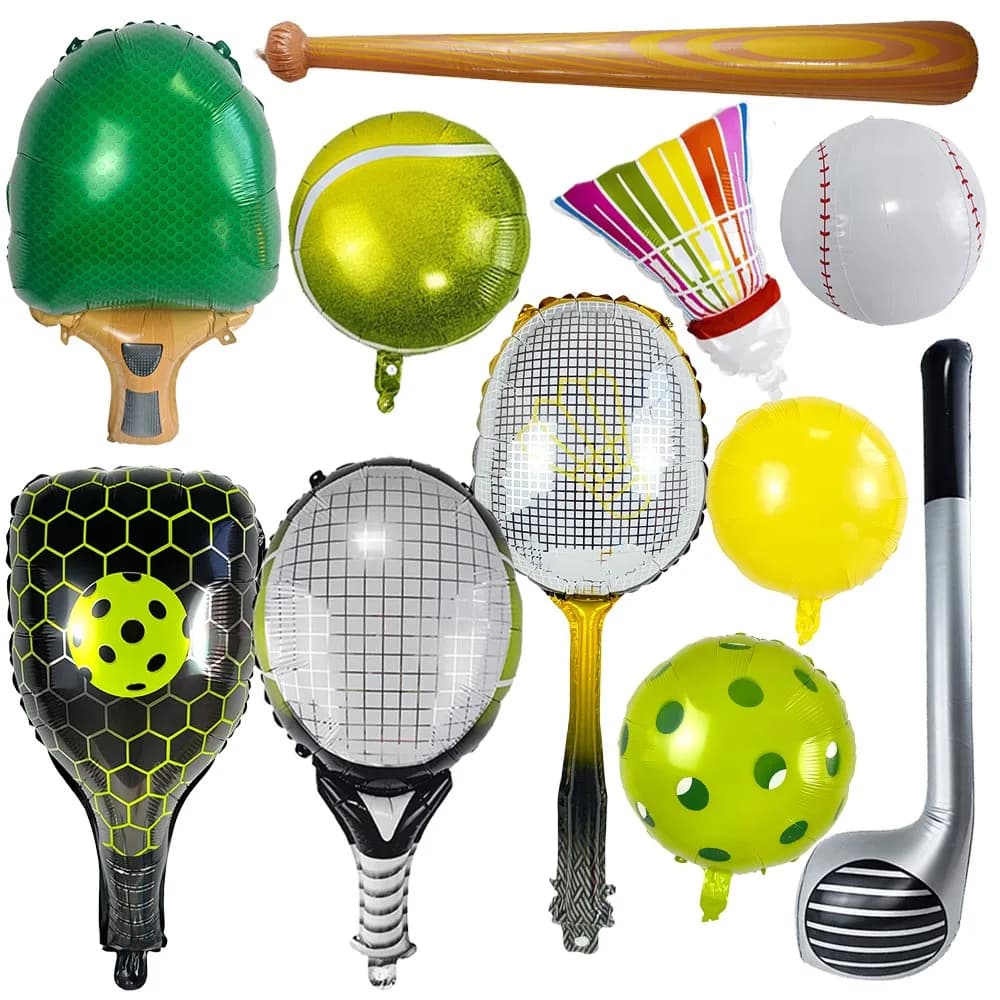 Ball Sports Themed Party Balloon Golf Baseball Tennis Badminton Pickleball Ball Racket Sport Game Birthday Party Decor Supplies
