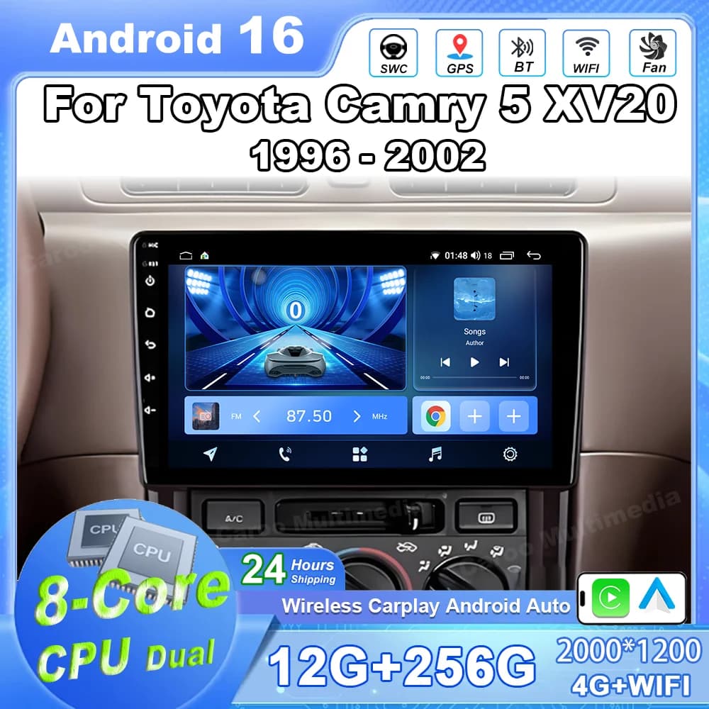 Car Radio Android 16 Android Auto For Toyota Camry 5 XV20 1996- 2002 GPS No 2din Multimedia Player Stereo Navigation Car Carplay
