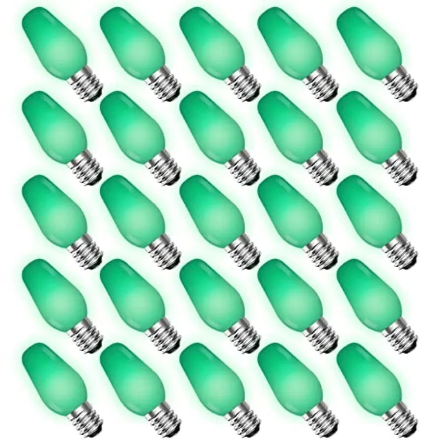 Confezione da 25 Lampadine LED C7 di Ricambio per Luci a Stringa, 0,5W, Lampadina Candelabro Infrangibile, Certificata UL per Apparecchi Illuminanti Chiusi
