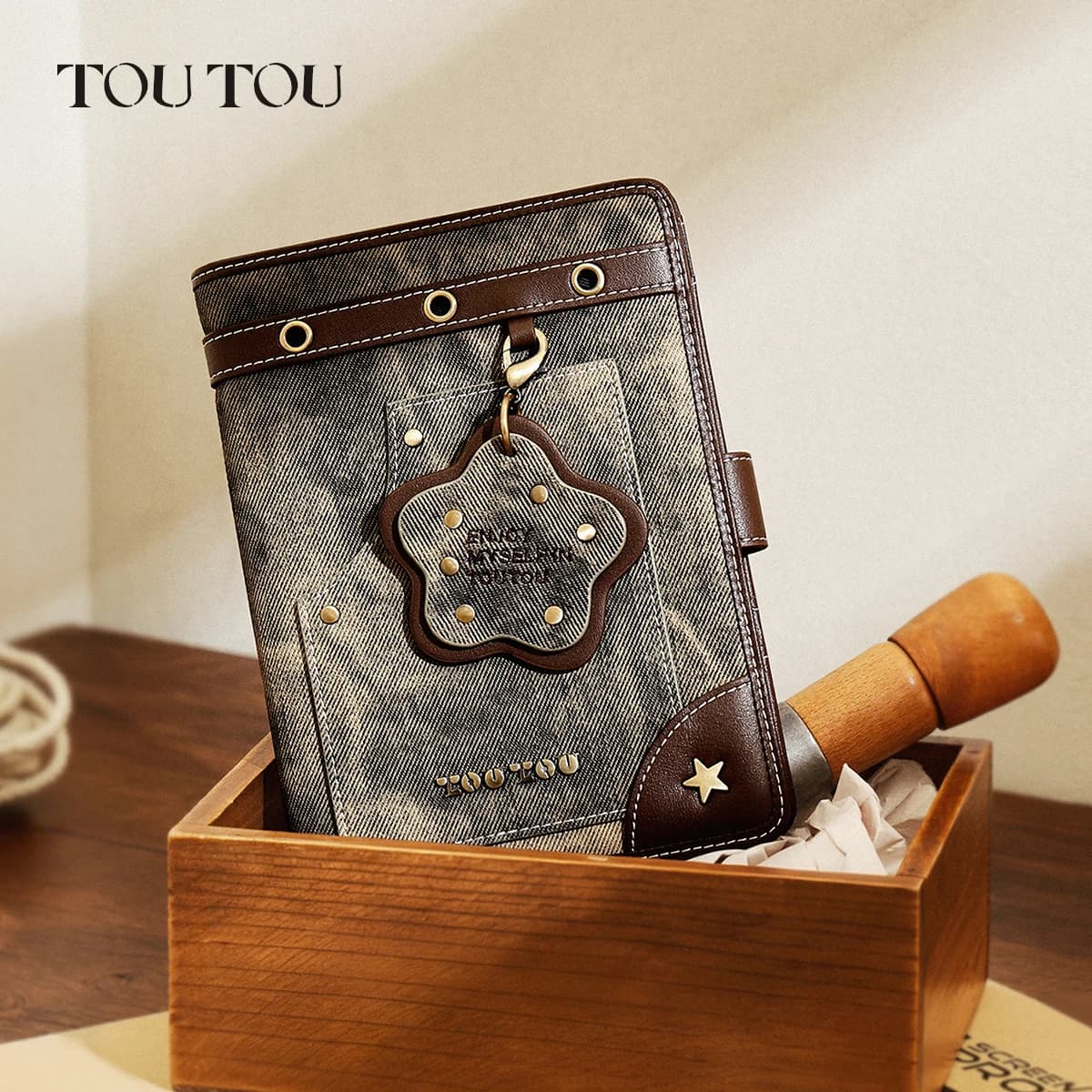 Birthday Gift: TOUTOU Vintage Passport women Wallet, Multi Card Travel Document Holder with Detachable Star Charm