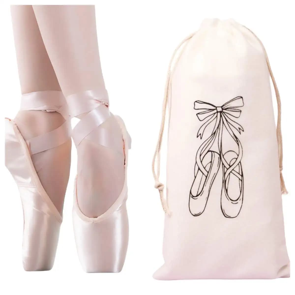 Borsa da ballo per balletto con doppia coulisse borsa per TUTU in flanella per ragazze Ballerina scarpe a punta borse accessori per danza classica 13*27CM