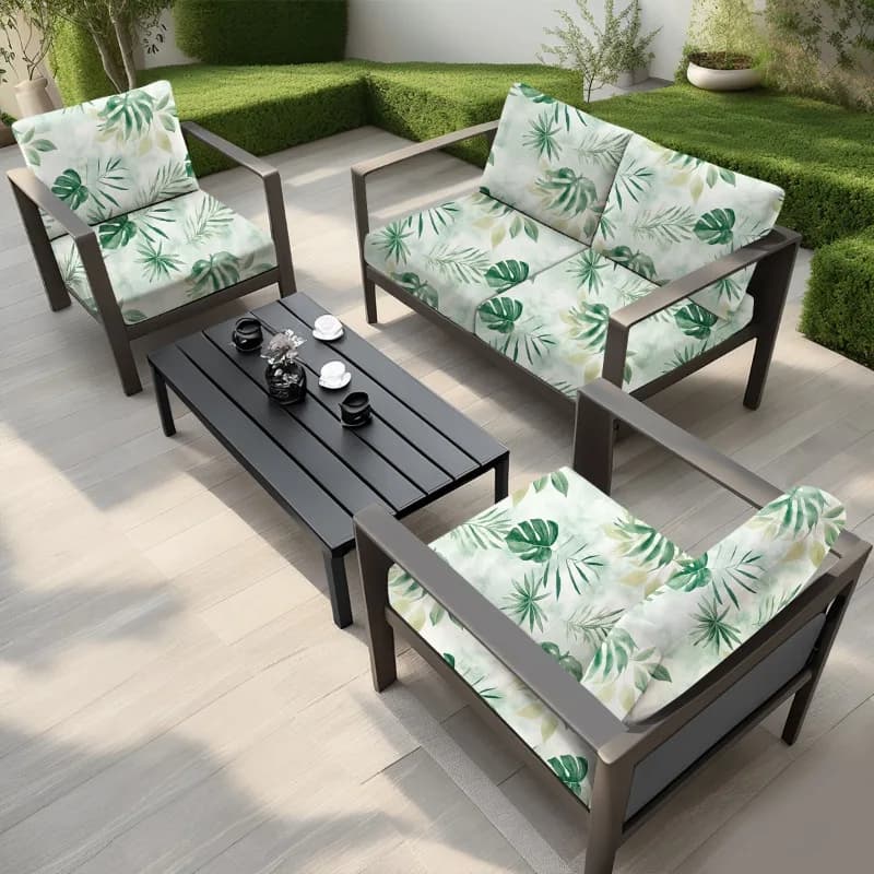 New cross-border set Outdoor printed sofa cushion cover Single seat cover made of elastic durable milk silk fabric for garden patio