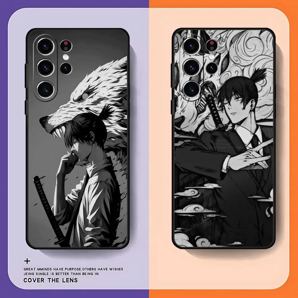 Chainsaw Man Aki Hayakawa Phone Case For Samsung Galaxy S25 S24 S23 S22 S21 S20 Plus Ultra Note20 Limited Soft Black
