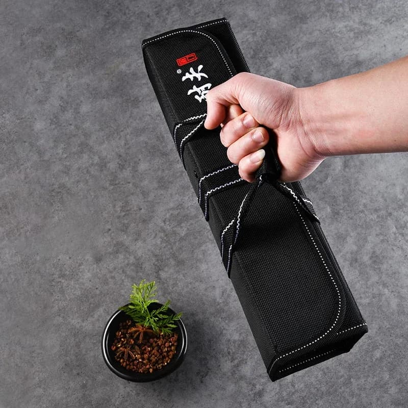 Custodia per coltelli resistente in tela cerata con 6 slot Borse per coltelli per chef Cucina domestica professionale Viaggio Campeggio