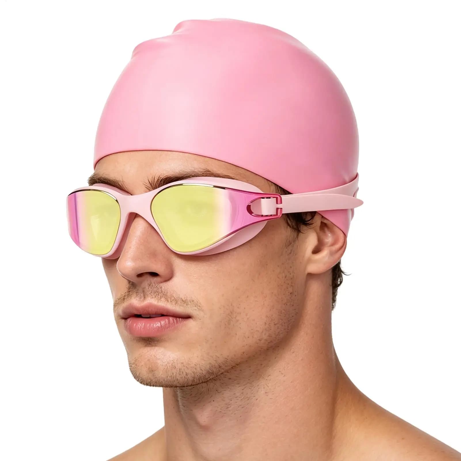 Adult Swim Goggles Hat UV Protection Wide View HD Anti-Fog Swimming Goggles for Pool Open Water Snorkeling Exploration