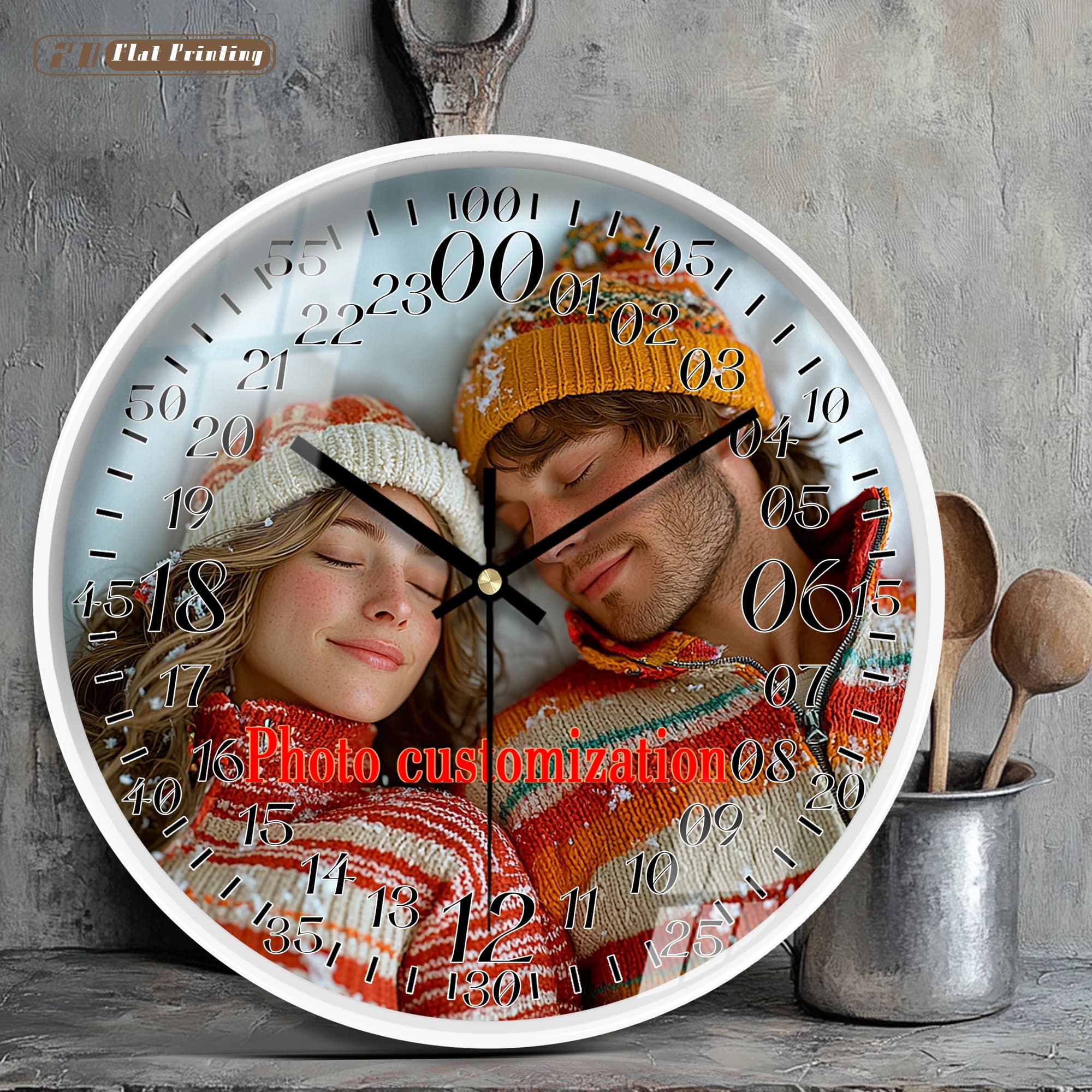 Customizable plastic wall clock, 1 piece, watches with photo for living room, bedroom, office, wedding, Christmas, couples, friends, family