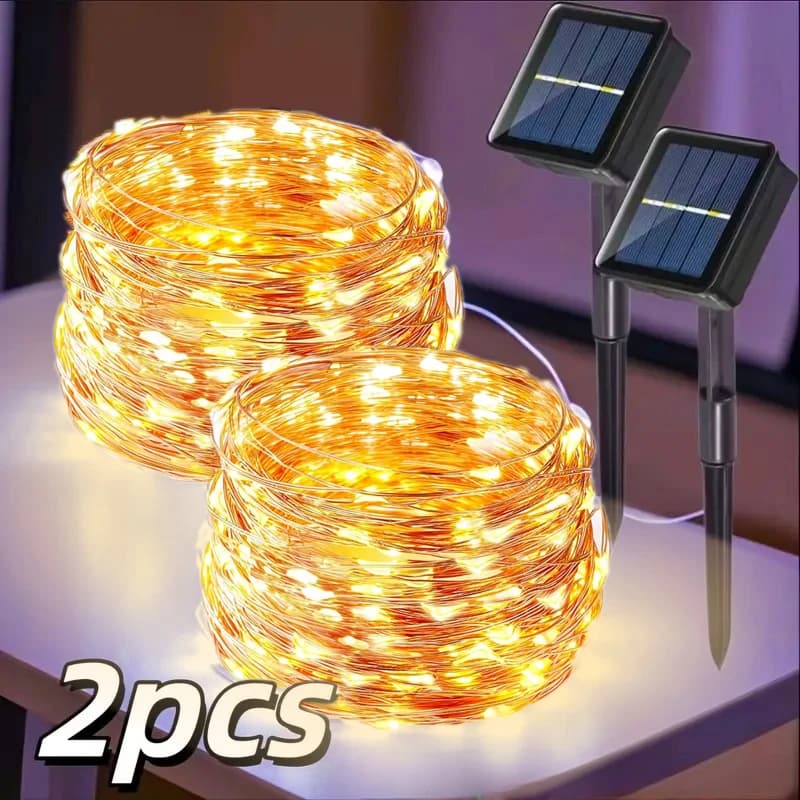 Ghirlanda di Natale Luci solari per esterni a LED per esterni 8 modalità Luci a catena Decorazione per feste da giardino, patio, albero, terrazza