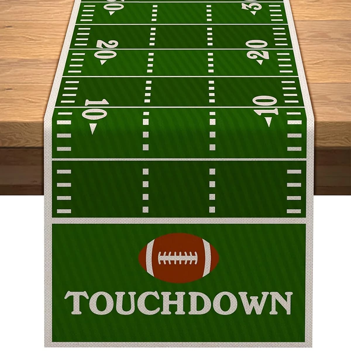 Runner da tavolo in lino con design della cancha di football americano Decorazioni per feste di compleanno Runner da tavolo da calcio sportivo per ragazzo Decorazioni per la tavola da pranzo