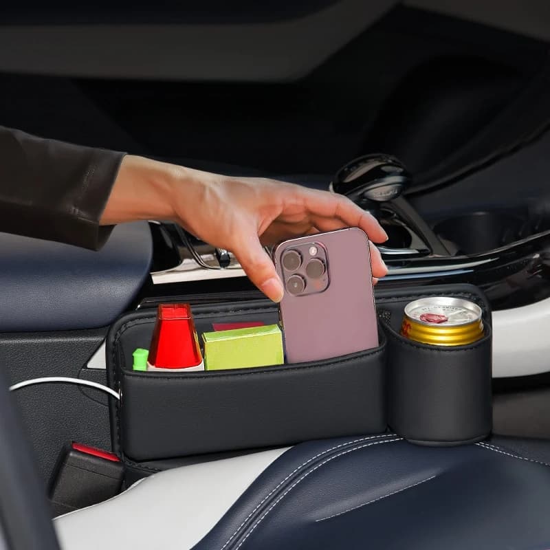1 paio di organizer per seggiolino auto: borsa salvaspazio con scomparti multipli, per fazzoletti, bevande, riviste, telefono, chiavi