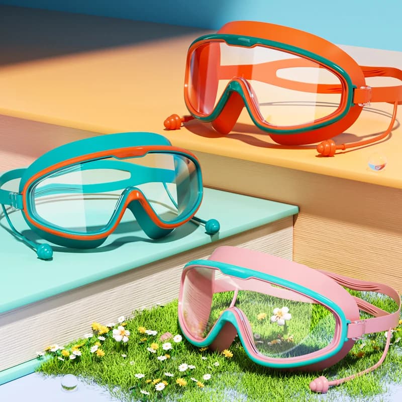 Swimwear for children with large frame, HD lenses and anti-fog, waterproof children's swim glasses for boys and girls