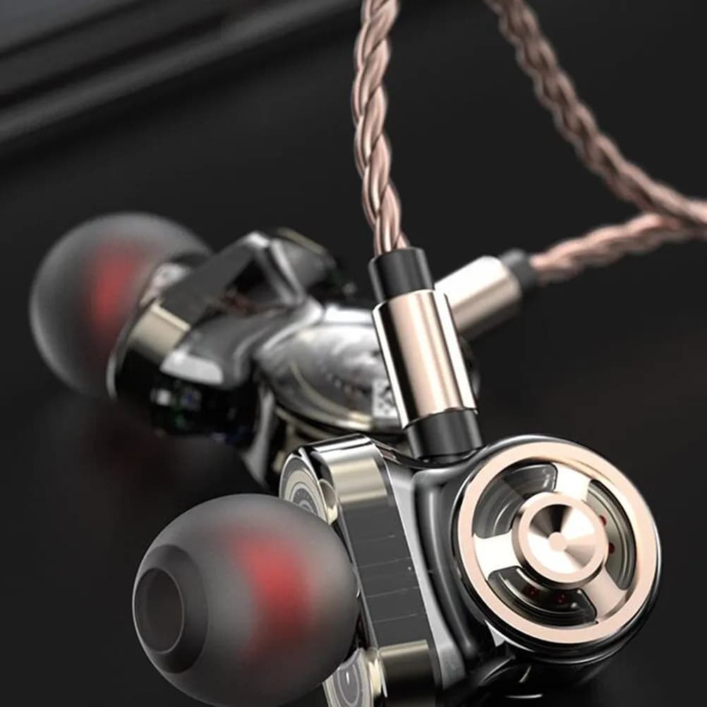 Auricolari da gioco in-ear a 6 driver con bassi stereo potenziati per film, musica sinfonica e rock, con cavo intrecciato in metallo e pin placcato oro da 3,5 mm
