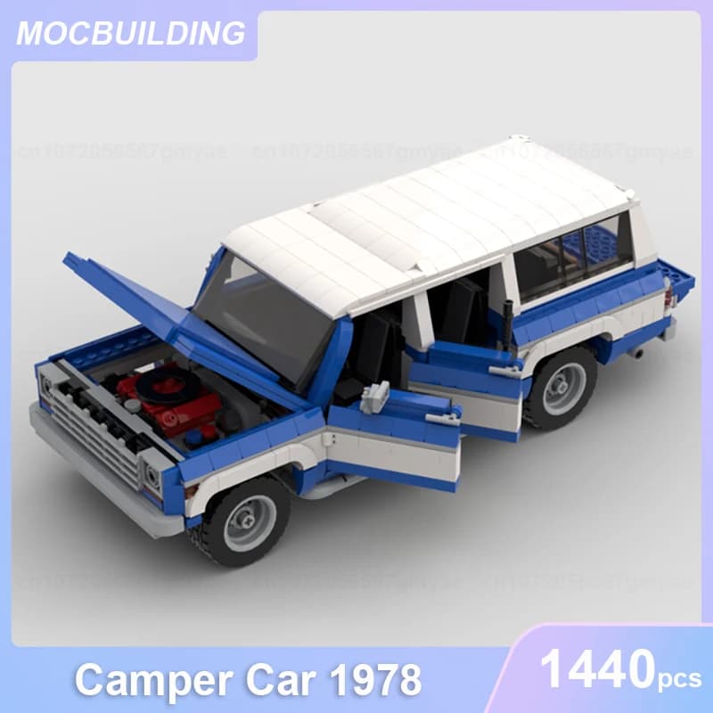 Blu-Bianco Camper Auto 1978 Modello MOC Building Blocks FAI DA TE Assemblare Mattoni Trasporto Educativi Raccogliere Giocattoli Regali 1440 PZ