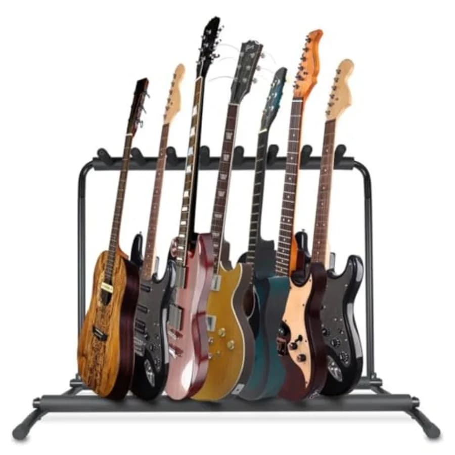 Supporto da pavimento universale multi-chitarra per chitarre elettriche, acustiche, bassi, ukulele e custodie, portatile e protettivo