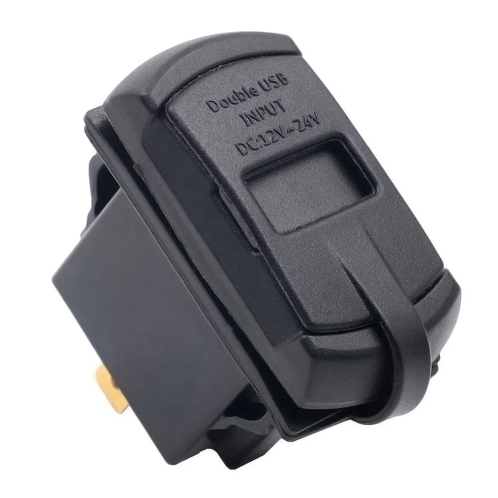 12-24V Dual USB Power Socket with Voltmeter Waterproof Dustproof for Car Motorcycle Boat Rv Atv Suv Yacht GPS Phone Tablet