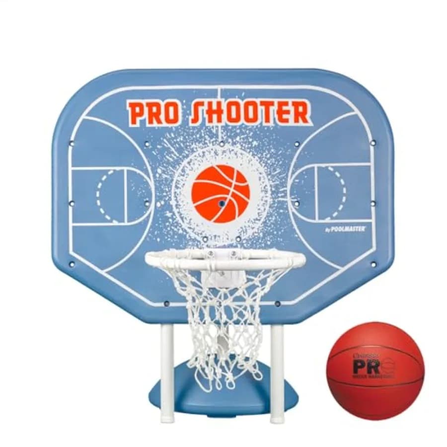 Set Canestro da Basket per Piscina Pro Shooter: PVC Resistente, Blu e Bianco, Antiruggine, Facile Montaggio