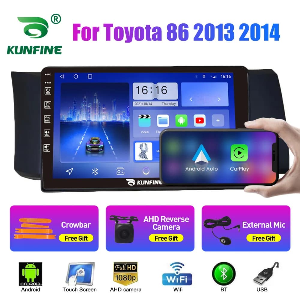 Autoradio da 10.33 pollici per Toyota 86 2013-2014 2Din Android Octa Core Car Stereo DVD Lettore di navigazione GPS Schermo QLED Carplay