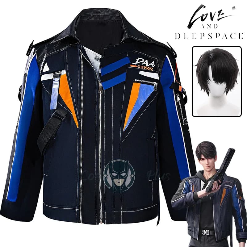 Love and Deepspace Caleb Costume Cosplay Parrucca Giacca da volo casual Cappotto Uniforme Outfit Set completo per uomo Donna Xia Yizhou Carnevale