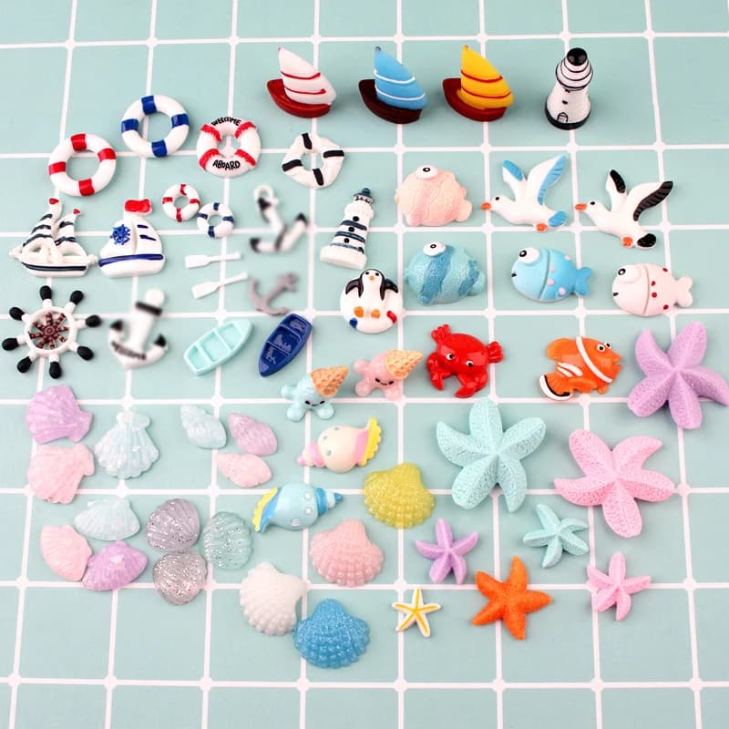 Fai da te Fashion Design Cute Resin Ship Lifebuoy Starfish Boat Anchor Ocean Element accessori Fun Mini copricapo per bambini all'ingrosso