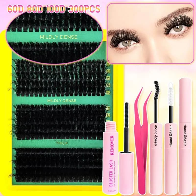 1 Set 3D Faux Mink Cluster Lashes Kit Individual Volume Mixed Tray Wispy Eyelash Extension DIY Makeup False Eyelashes