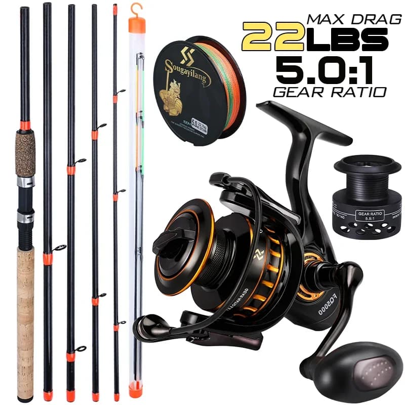 Sougayilang Feeder Fishing Rod Reel Set 3.0m canna da pesca alla carpa e 5.1/5.5:1 Speed Gear Ratio Max Drag 10kg per Bass Pike Trout
