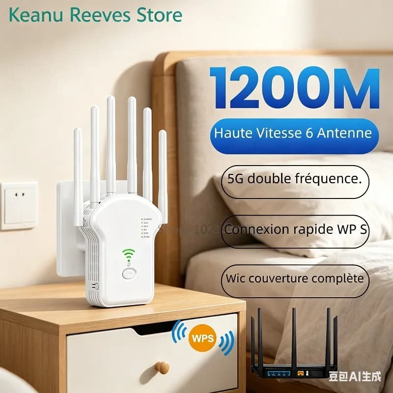 Ripetitore di Segnale Wi-Fi Dual Band AC1200M, Amplificatore Wireless 5G ad Alta Potenza